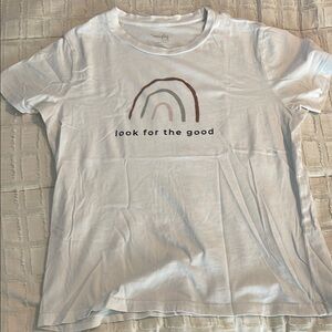 White Graphic T-Shirt with Rainbow Design